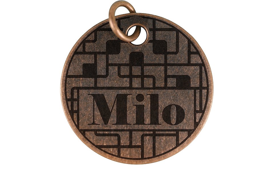 Circuit pet tag in antique copper