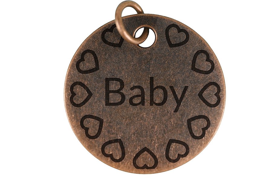 Heart Wreath pet tag in antique copper