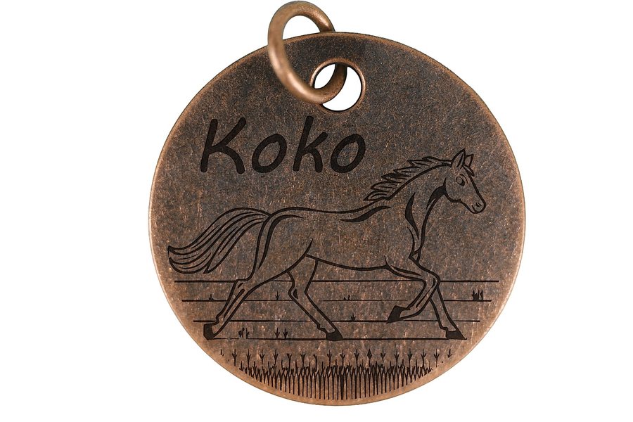 Meadow Horse pet tag in antique copper