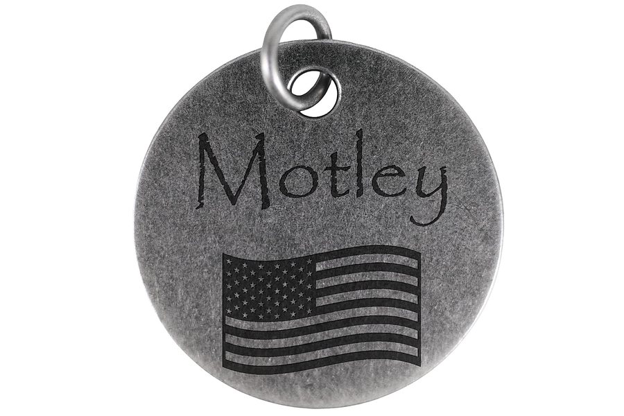 Stars & Stripes pet tag in antique silver